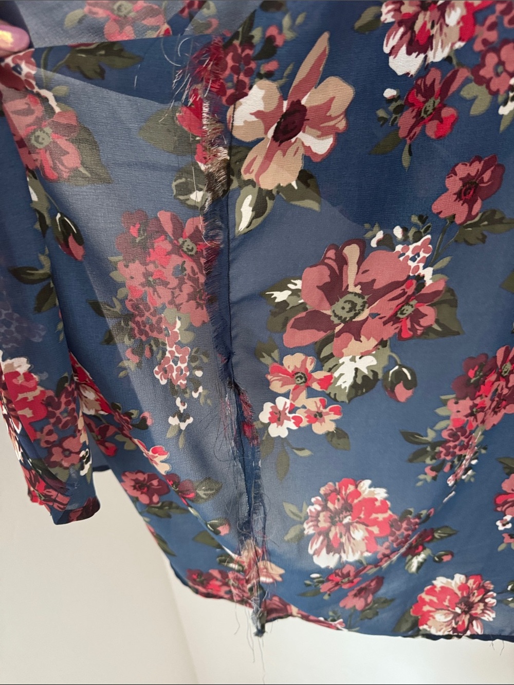 Speed Control Navy Red Floral Kimono Cardigan Plus Boho Open Front‎ Duster 1X - Picture 5 of 8